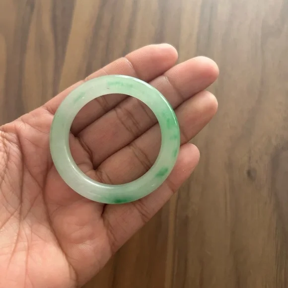 Green and White Jade Baby Bangle Bracelet
